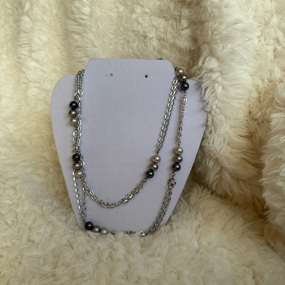 Sarah Coventry Jewelry - Sarah Coventry Grey Shade PearL Silver Multi Strand Long Sweater Style Necklace